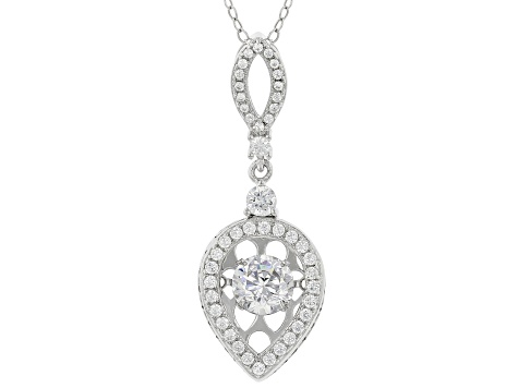 White Cubic Zirconia Rhodium Over Silver Pendant With Chain