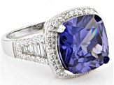 Bella Luce® Tanzanite and White Diamond Simulants Rhodium Over Silver ...