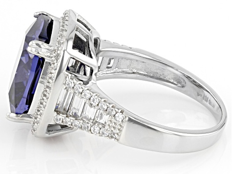 Bella Luce® Tanzanite and White Diamond Simulants Rhodium Over Silver Ring 11.37ctw