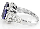 Bella Luce® Tanzanite and White Diamond Simulants Rhodium Over Silver Ring 11.37ctw