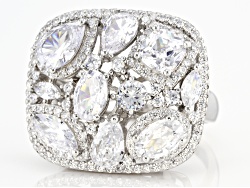 White Cubic Zirconia Rhodium Over Sterling Silver Ring 6.34ctw