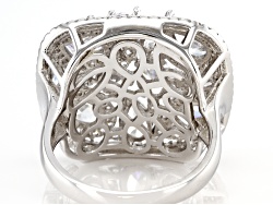 White Cubic Zirconia Rhodium Over Sterling Silver Ring 6.34ctw