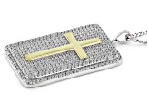 White Cubic Zirconia Rhodium Over Sterling Silver Dog Tag Pendant With Chain 6.01ctw