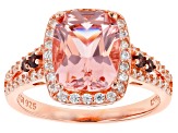 Morganite Simulant, Brown, And White Cubic Zirconia 18K Rose Gold Over Sterling Silver Ring