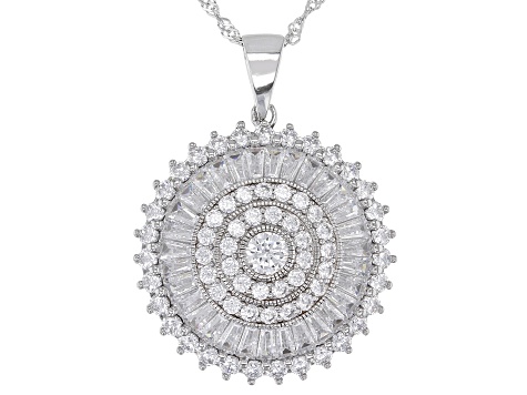 White Cubic Zirconia Rhodium Over Silver Pendant With Chain 6.02ctw