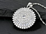 White Cubic Zirconia Rhodium Over Silver Pendant With Chain 6.02ctw