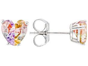 Multi Color Cubic Zirconia Rhodium Over Sterling Silver Earrings 1.20ctw