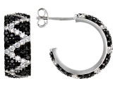 Black Spinel and White Diamond Simulants Rhodium Over Silver Earrings 5.18ctw