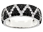 Black Spinel and White Diamond Simulant Rhodium Over Silver Ring 2.47ctw