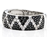 Black Spinel and White Diamond Simulant Rhodium Over Silver Ring 2.47ctw