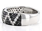 Black Spinel and White Diamond Simulant Rhodium Over Silver Ring 2.47ctw
