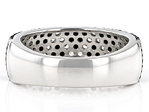 Black Spinel and White Diamond Simulant Rhodium Over Silver Ring 2.47ctw