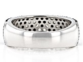 Black Spinel and White Diamond Simulant Rhodium Over Silver Ring 2.47ctw