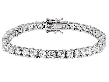 Picture of White Cubic Zirconia Rhodium Over Sterling Silver Tennis Bracelet 9.74ctw