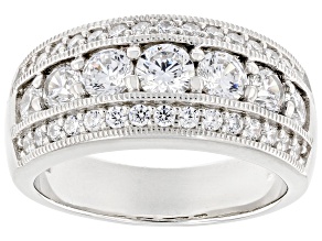 White Cubic Zirconia Platinum Over Silver Ring 1.87ctw