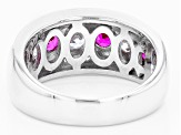 Red Lab Created Ruby And White Cubic Zirconia Platinum Over Silver Ring 1.87ctw