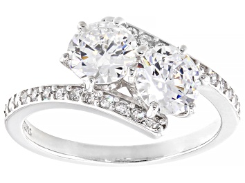White Cubic Zirconia Rhodium Over Sterling Silver Ring 3.47ctw