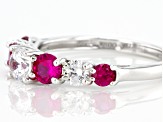 Lab Created Ruby and White Cubic Zirconia Rhodium Over Silver Ring 1.29ctw