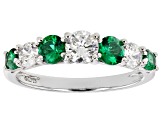 Green And White Cubic Zirconia Rhodium Over Sterling Silver Ring 1.18ctw