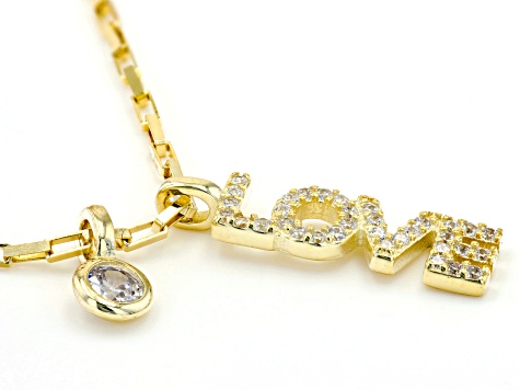 White Cubic Zirconia 18k Yellow Gold Over Sterling Silver Pendant With Chain 0.42ctw