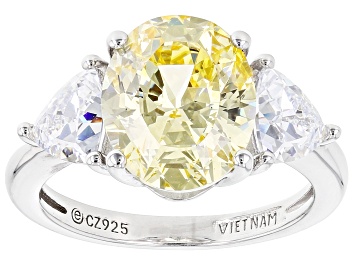 Picture of Yellow And White Cubic Zirconia Platinum Over Sterling Silver Ring 5.84ctw