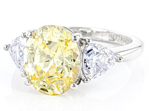 Yellow And White Cubic Zirconia Platinum Over Sterling Silver Ring 5.84ctw