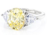 Yellow And White Cubic Zirconia Platinum Over Sterling Silver Ring 5.84ctw