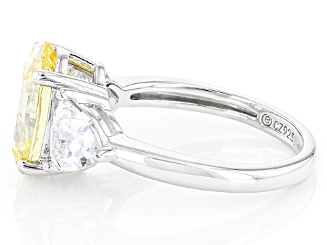 Yellow And White Cubic Zirconia Platinum Over Sterling Silver Ring 5.84ctw