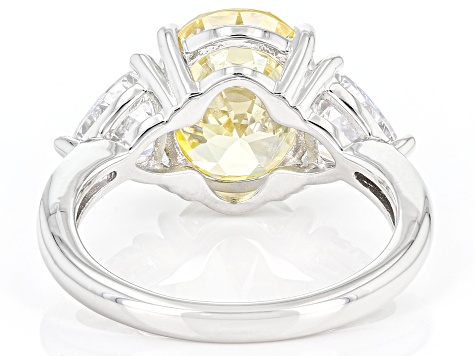 Yellow And White Cubic Zirconia Platinum Over Sterling Silver Ring 5.84ctw