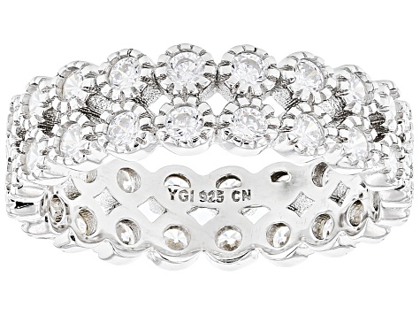 White Cubic Zirconia Rhodium Over Sterling Silver Ring 2.40ctw