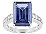 Blue And White Cubic Zirconia Platinum Over Sterling Silver Ring 12.75ctw