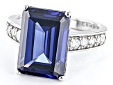 Blue And White Cubic Zirconia Platinum Over Sterling Silver Ring 12.75ctw