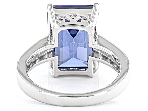 Blue And White Cubic Zirconia Platinum Over Sterling Silver Ring 12.75ctw