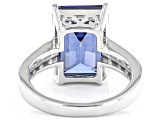 Blue And White Cubic Zirconia Platinum Over Sterling Silver Ring 12.75ctw