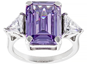 Purple And White Cubic Zirconia Rhodium Over Sterling Silver Ring 14.87ctw
