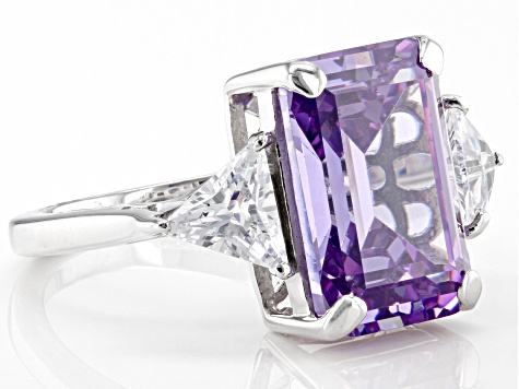 Purple And White Cubic Zirconia Rhodium Over Sterling Silver Ring 14.87ctw