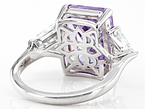 Purple And White Cubic Zirconia Rhodium Over Sterling Silver Ring 14.87ctw