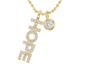White Cubic Zirconia 18k Yellow Gold Over Sterling Silver "Hope" Pendant With Chain 0.57ctw