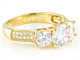 White Cubic Zirconia 18k Yellow Gold Over Sterling Silver Ring 4.21ctw