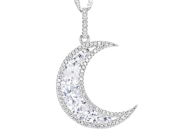 White Cubic Zirconia Rhodium Over Sterling Silver Heart Pendant With Chain 0.06ctw