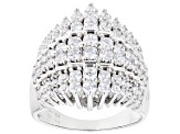 White Cubic Zirconia Rhodium Over Sterling Silver Ring 2.96ctw