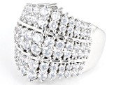 White Cubic Zirconia Rhodium Over Sterling Silver Ring 2.96ctw