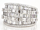 White Cubic Zirconia Rhodium Over Sterling Silver Ring 5.37ctw