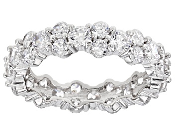 White Cubic Zirconia Rhodium Over Sterling Silver Eternity Band Rings- Set of 5 6.80ctw