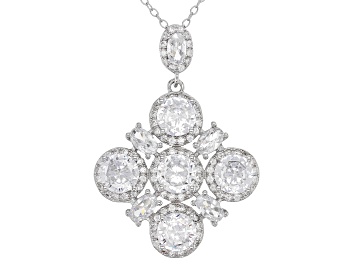 Picture of White Cubic Zirconia Rhodium Over Sterling Silver Pendant With Chain 8.78ctw