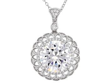 Picture of White Cubic Zirconia Rhodium Over Sterling Silver Pendant With Chain 10.77ctw