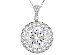 White Cubic Zirconia Rhodium Over Sterling Silver Pendant With Chain 10.77ctw