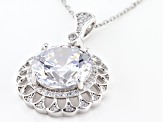 White Cubic Zirconia Rhodium Over Sterling Silver Pendant With Chain 10.77ctw