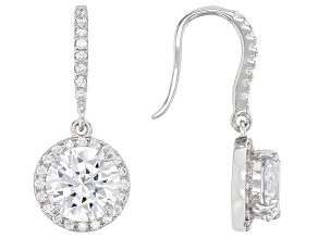 White Cubic Zirconia Rhodium Over Sterling Silver Earrings 7.64ctw