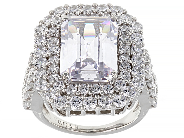 White Cubic Zirconia Platinum Over Sterling Silver Ring